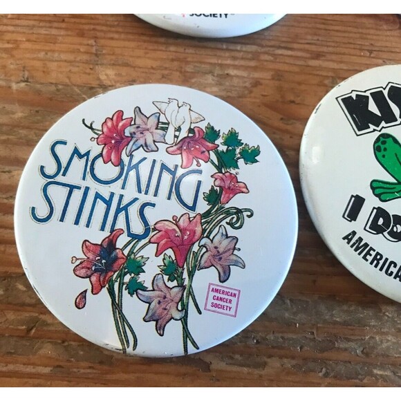Vintage Anti Smoking Pin Lot of 11 Buttons Pinbacks American Cancer Society - Picture 2 of 5